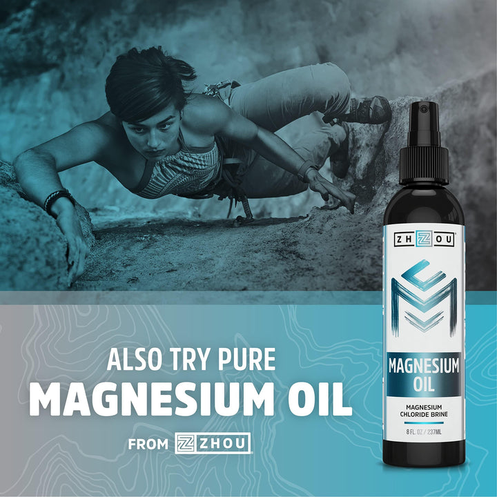 Zhou Magnesium Glycinate - Pure Mag Glycenate Supplement for Men &amp; Women, Natural Sleep Aid, Heart Health Support, Muscle Relaxation &amp; Vitality - 180 Vegan Friendly Capsules