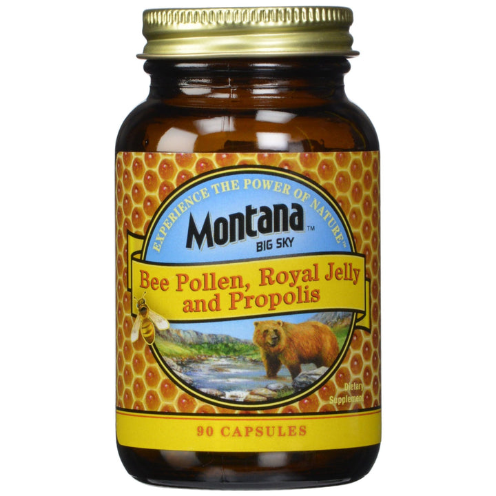 Montana Big Sky, Bee Pollen Royal Jelly and Propolis Capsules, 90 Count (Pack of 12)