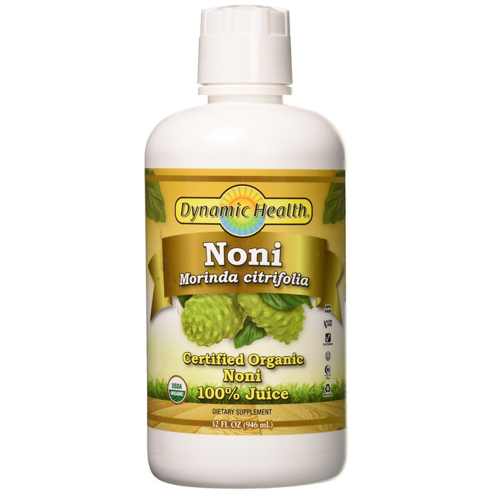 Dynamic Health Certified Organic Noni (Morinda citrifolia) 100% Juice | For Increased Energy &amp; Body Health | No Additives, Vegetarian | 32oz Plastic