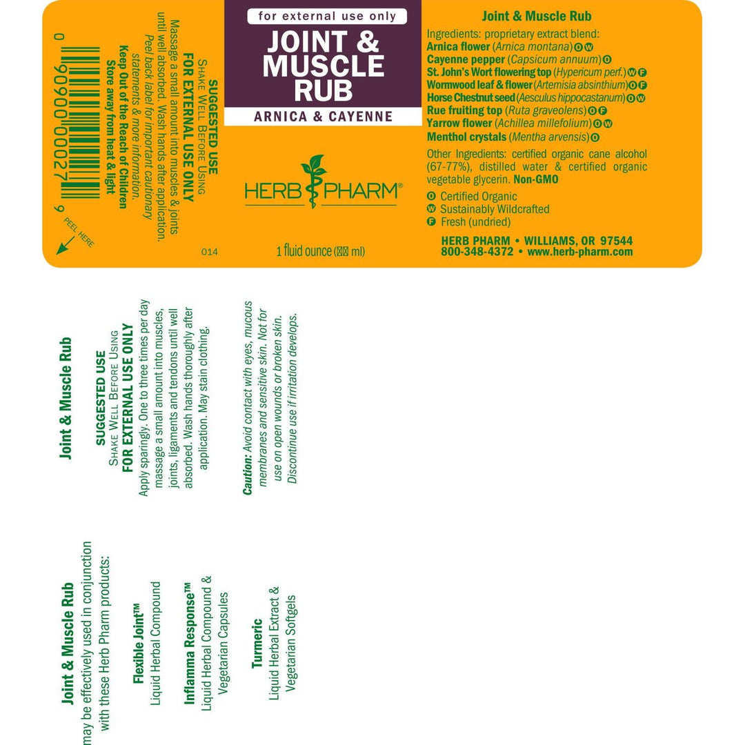 Herb Pharm Joint and Muscle Warming Rub with Cayenne Extract - 1 Ounce