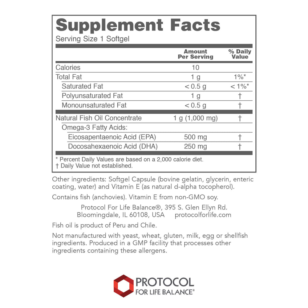 Dim Gray Protocol For Life Balance Molecularly Distilled Ultra Omega-3 500 EPA / 250 HPA 90 Softgels