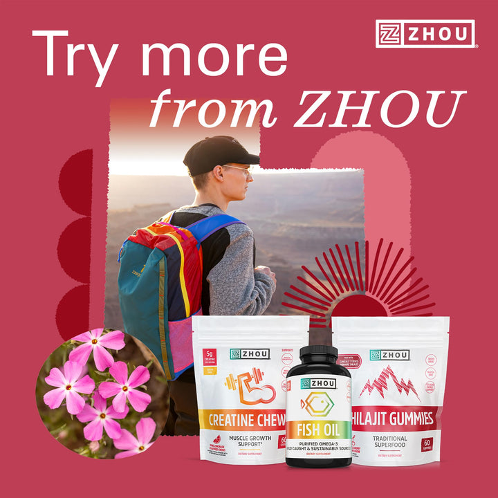 ZHOU CoQBeet Gummies - Beet Root Gummies for Men &amp; Women, Heart Health &amp; Cellular Energy Support Supplement, 300 mg Beetroot &amp; 200 mg CoQ10, Vegan, Gluten Free, Natural Huckleberry Flavor - 50 Count