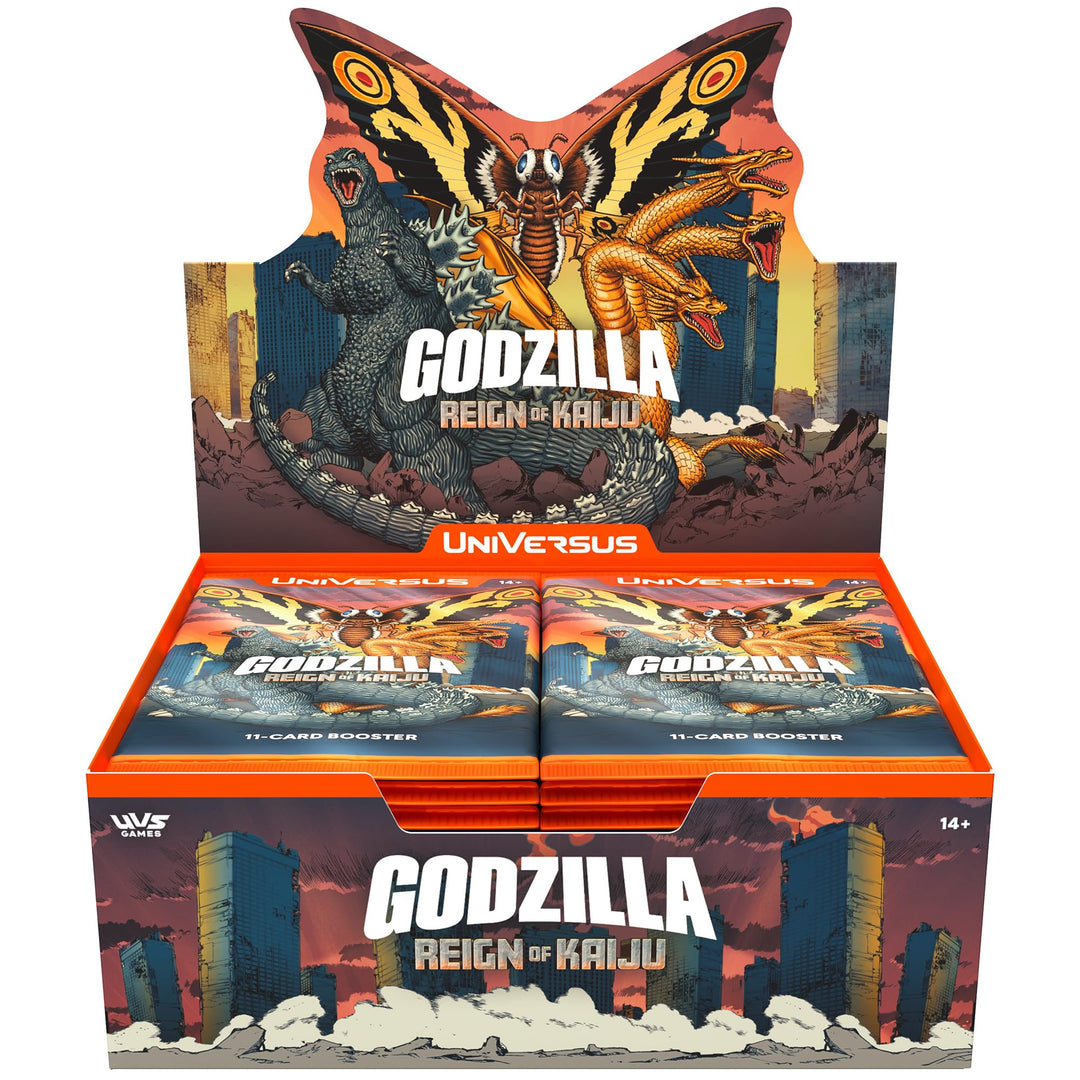 UniVersus: Godzilla: Reign of Kaiju - Booster Display - 24 Packs (11 Cards Each), Kaiju Battle Deck-Building, Collectible Card Game, Randomly Assorted