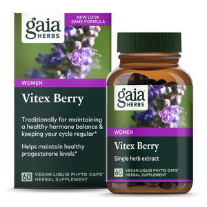 Gaia Herbs Vitex Berry, Chasteberry, Hormone Balance for Women, Vegan Liquid Capsules, Black 60 Count