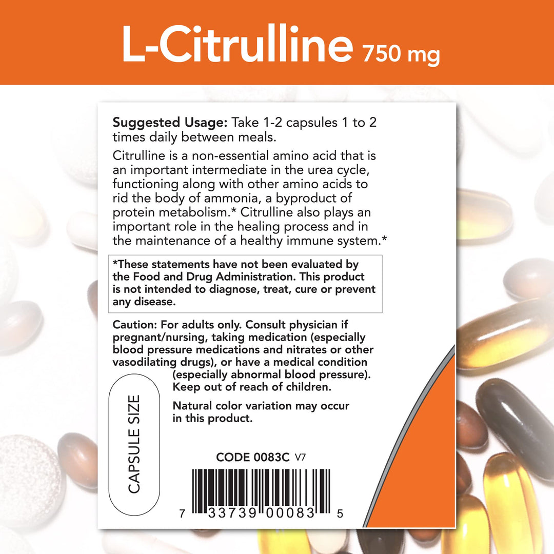 NOW Foods CITRULLINE 750MG 90 VCAPS