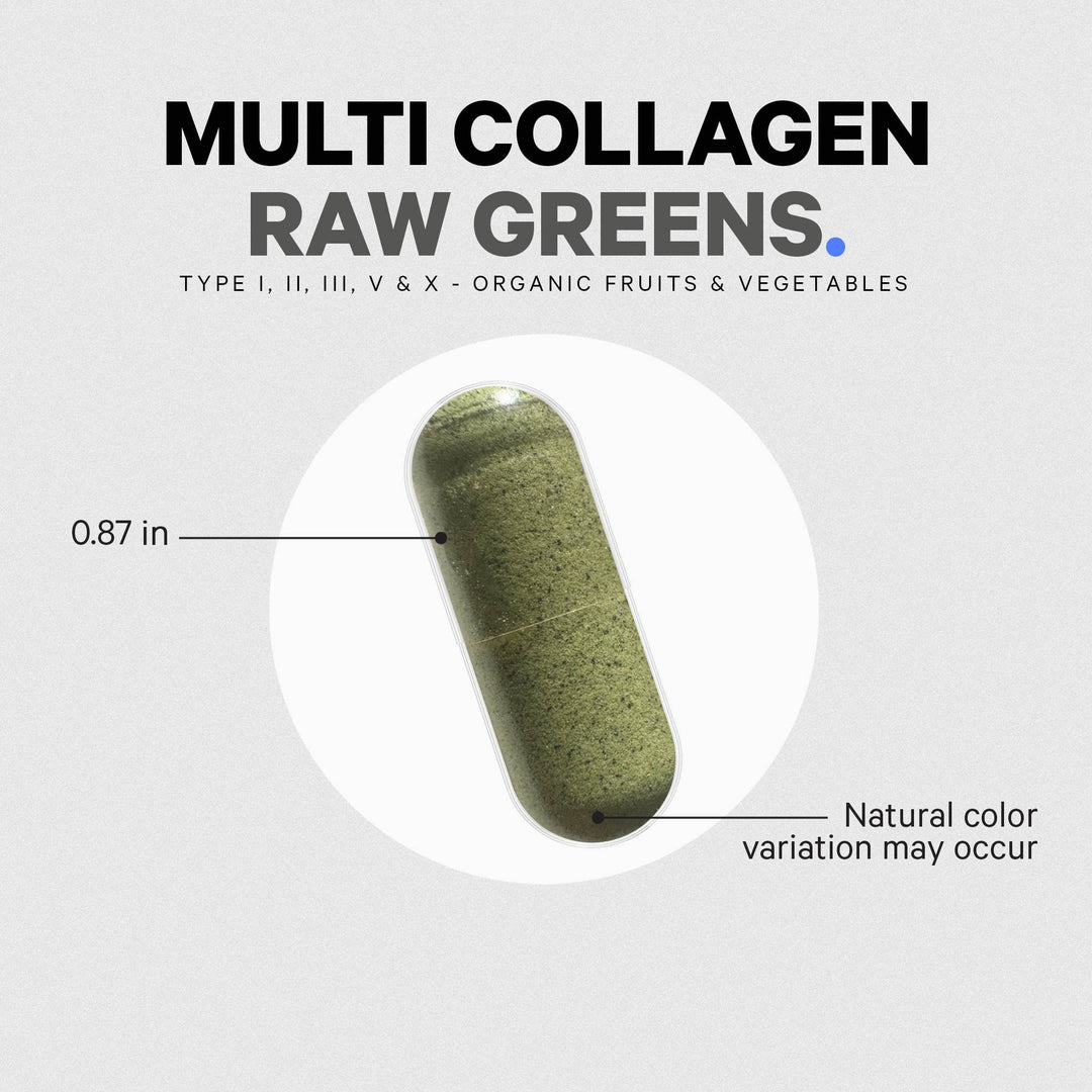 Codeage - Multi Collagen Protein Capsules + Organic Greens Superfood - 180 Capsules