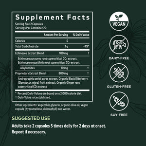 Gaia Herbs Quick Defense - Fast-Acting Immune Support Supplement for Use at Onset of Symptoms - with Echinacea, Black Elderberry, Ginger & Andrographis - 40 Vegan Liquid Phyto-Capsules (4-Day Supply) - The Oasis of Health