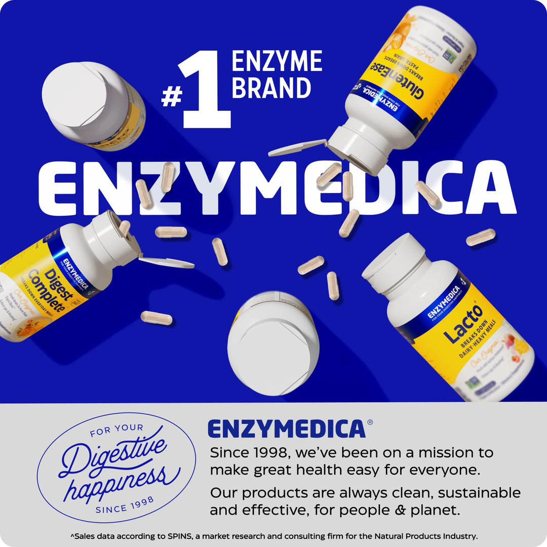 Enzymedica BeanAssist - Digestive Enzyme Supplement for Women &amp; Men, Alpha Galactosidase Enzyme for Digestion &amp; Gut Health Support, Helps Reduce Gas &amp; Bloating, Fast-Acting, Vegan - 30 Caps