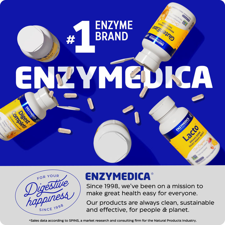 Enzymedica BeanAssist - Digestive Enzyme Supplement for Women &amp; Men, Alpha Galactosidase Enzyme for Digestion &amp; Gut Health Support, Helps Reduce Gas &amp; Bloating, Fast-Acting, Vegan - 30 Caps