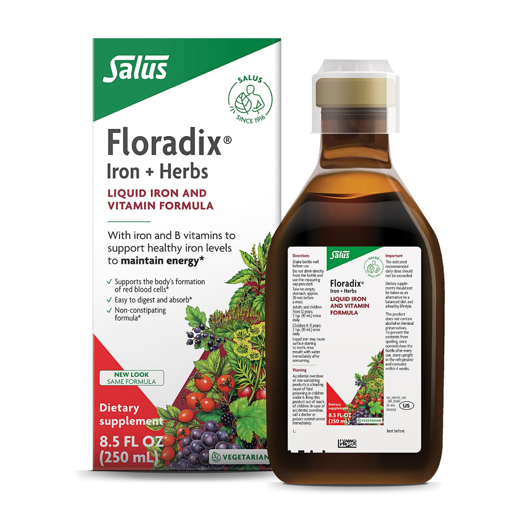 Floradix Iron &amp; Herbs - Liquid Herbal Supplement for Energy Support - Iron Supplement with Vitamin C &amp; Vitamin B Complex - for Men &amp; Women - 8.5 fl oz