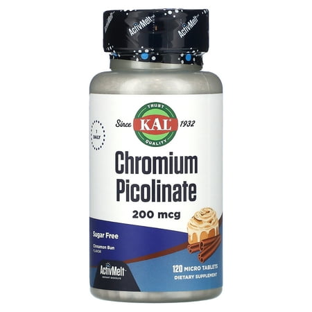 Chromium Picolinate  Sugar Free  Cinnamon Bun  200 mcg  120 Micro Tablets  KAL