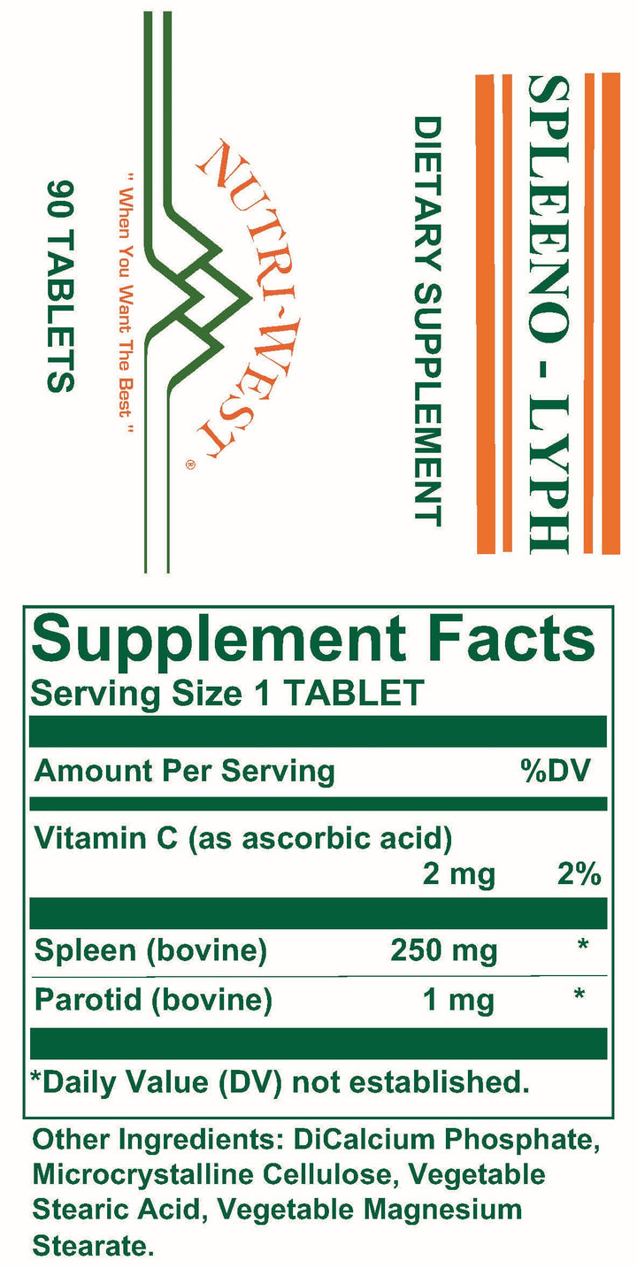 Nutri-West - Spleeno-Lyph - 90 Tablets - Supplement Facts panel