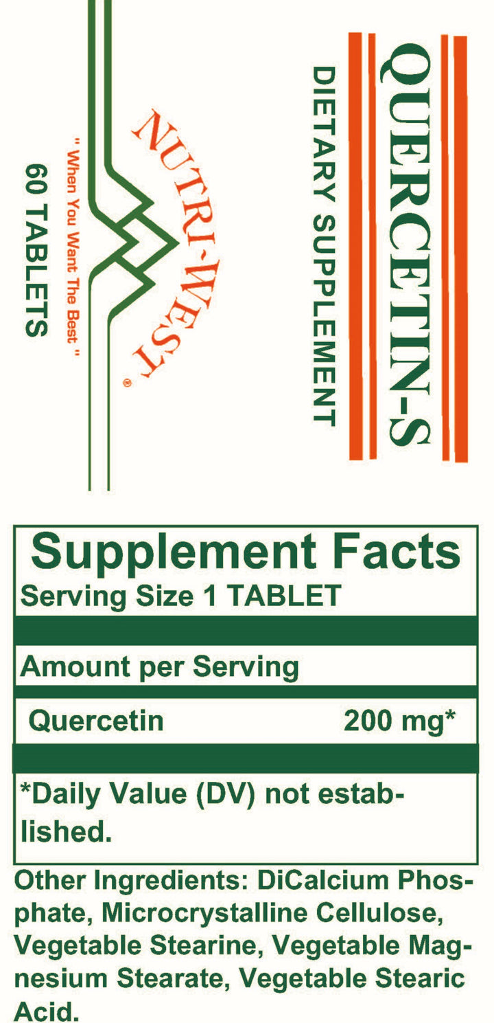 Nutri-West - Quercetin-S - 60 Tablets - Supplement Facts panel