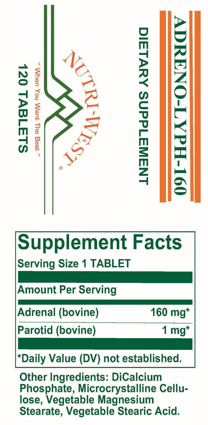 Nutri-West - Adreno-Lyph-160 - 120 Tablets - Supplement Facts panel