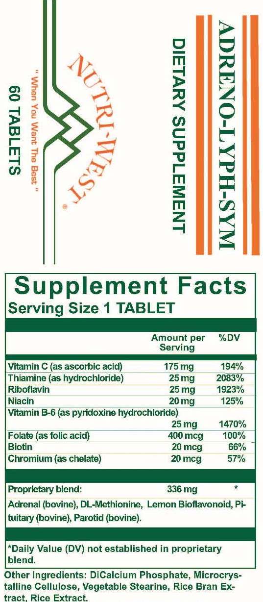 Nutri-West - Adreno-Lyph-Sym - 60 Tablets - Supplement Facts panel