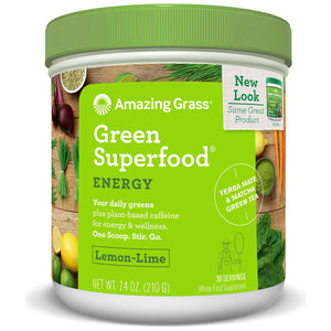 Yellow Green Amazing Grass Green Superfood Energy Lemon Lime 210g 7.4oz 30 Servings