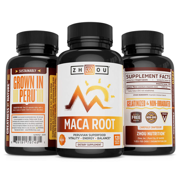 Zhou Maca Root | Wellness Supplement for Men &amp; Women | Boosts Energy | 60 Servings, 120 Count