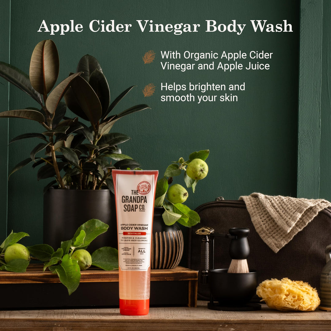 The Grandpa Soap Company Apple Cider Vinegar Body Wash - Purifies and Cleanses to Leave Skin Glowing, With Appl Cider Vinegar and Apple Juice, Helps Revitalize Skin, Vegan, 9.5 Fl Oz