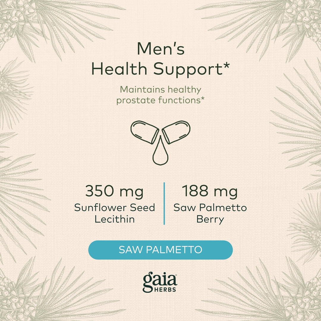 Gaia Herbs Saw Palmetto - Supports Healthy Prostate Function &amp; Urinary Health - Saw Palmetto &amp; Sunflower Seed Lecithin to Support Men&