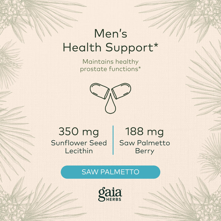Gaia Herbs Saw Palmetto - Supports Healthy Prostate Function &amp; Urinary Health - Saw Palmetto &amp; Sunflower Seed Lecithin to Support Men&