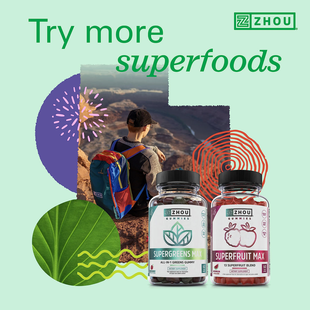 Zhou Organic Daily Greens Powder - Greens Superfood Powder for Juice, Smoothie, Super Food Drink Mix with Spirulina &amp; Kale, Vegetables Supplement - Green Apple Flavor, 5 oz (30 Servings)