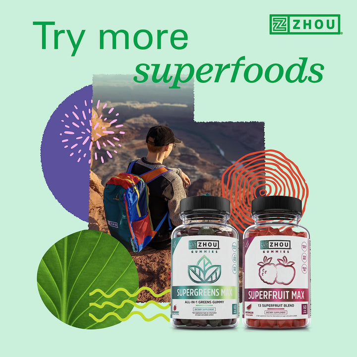 Zhou Organic Daily Greens Powder - Greens Superfood Powder for Juice, Smoothie, Super Food Drink Mix with Spirulina &amp; Kale, Vegetables Supplement - Green Apple Flavor, 5 oz (30 Servings)