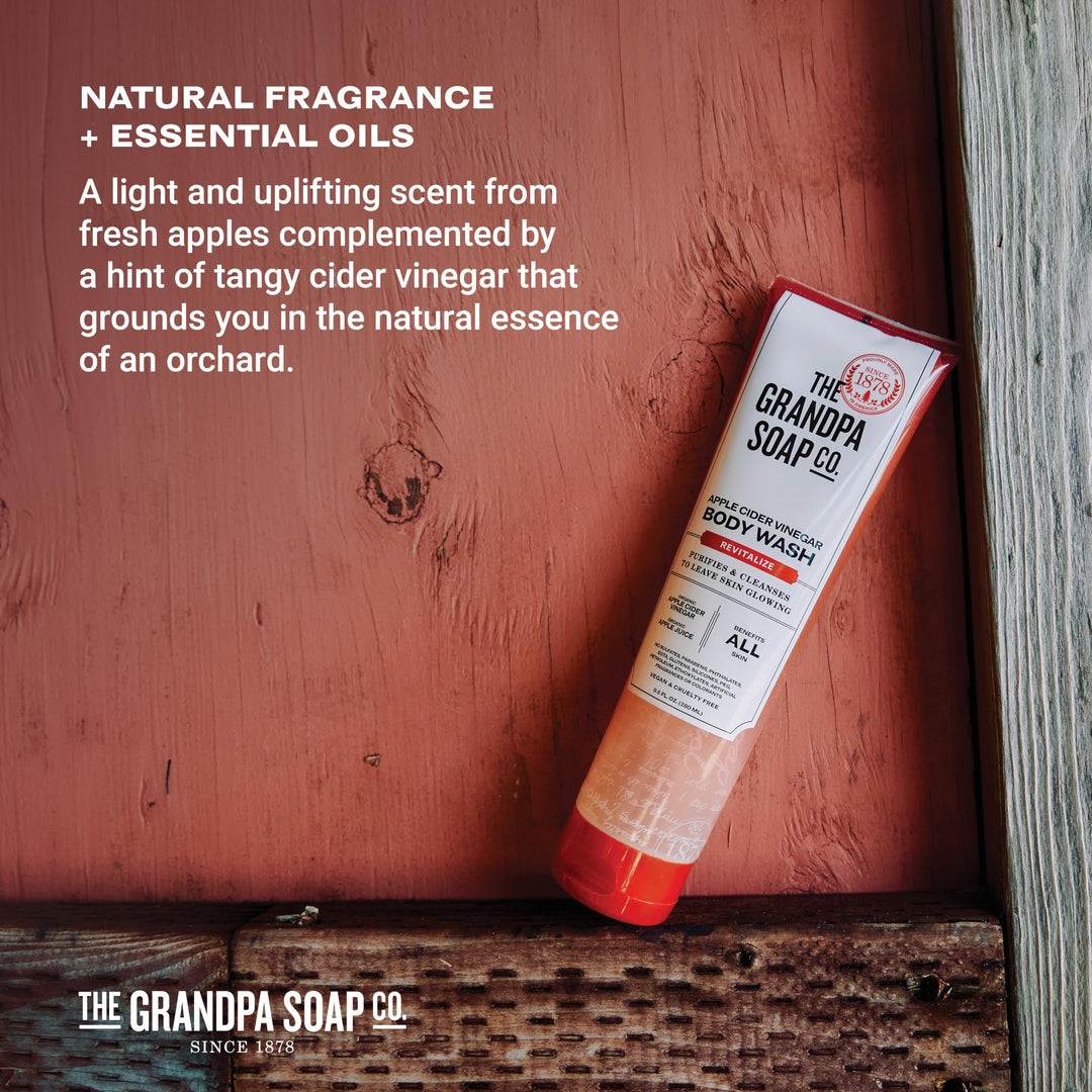 The Grandpa Soap Company Apple Cider Vinegar Body Wash - Purifies and Cleanses to Leave Skin Glowing, With Appl Cider Vinegar and Apple Juice, Helps Revitalize Skin, Vegan, 9.5 Fl Oz