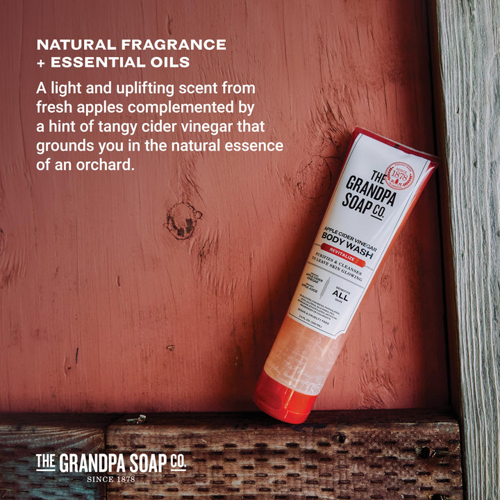 The Grandpa Soap Company Apple Cider Vinegar Body Wash - Purifies and Cleanses to Leave Skin Glowing, With Appl Cider Vinegar and Apple Juice, Helps Revitalize Skin, Vegan, 9.5 Fl Oz