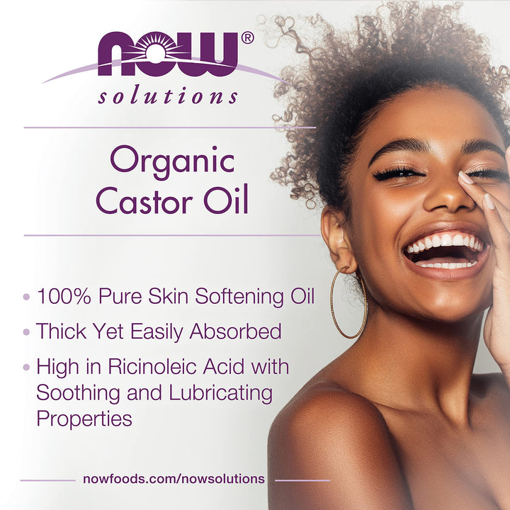 NOW Solutions, Organic Castor Oil, 100% Pure Versatile Skin Care, Multi-Purpose Skin Softener, 16-Ounce
