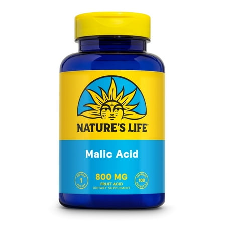 Nature s Life Malic Acid 800 mg | Chelating Agent May Help Support Energy & Muscle Comfort | No Gluten  Non-GMO | 100 Count