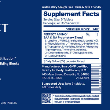 Amino Tablets, Perfect for Sport, 330ct, NSF Certified, BodyHealth