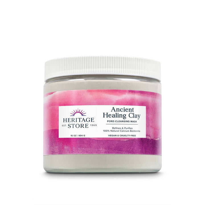 Heritage Store Ancient Healing Clay Pore-Cleansing Mask | Refines &amp; Purifies with 100% Natural Calcium Bentonite (16 oz)