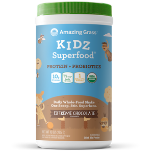 Dark Gray Amazing Grass Kidz Superfood Protein + Probiotics Extreme Chocolate 15 Servings 10 oz