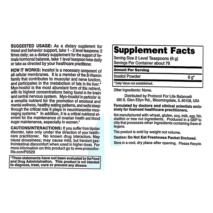 Protocol for Life Balance Myo-Inositol Powder 1 Pound - P0529