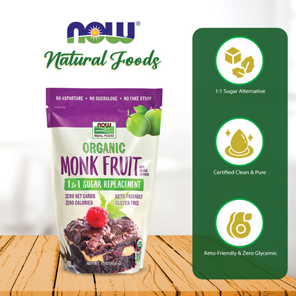 Now Real Food Monk Fruit with Erythritol Organic Powder 1 Pound - 7124