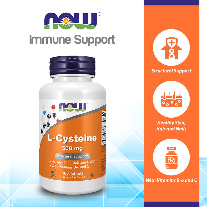 Now Foods L-Cysteine 500 Mg 100 Tablets - 0077 - 2 Pack