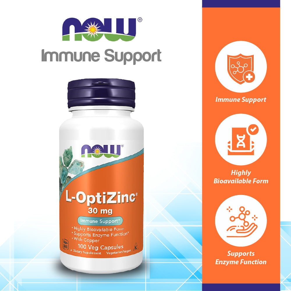 Now Foods L-OptiZinc 30mg 100 Vcaps - 1510
