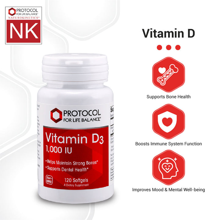 Protocol For Life Balance Vitamin D3 1,000 IU 120 Softgels - P0365