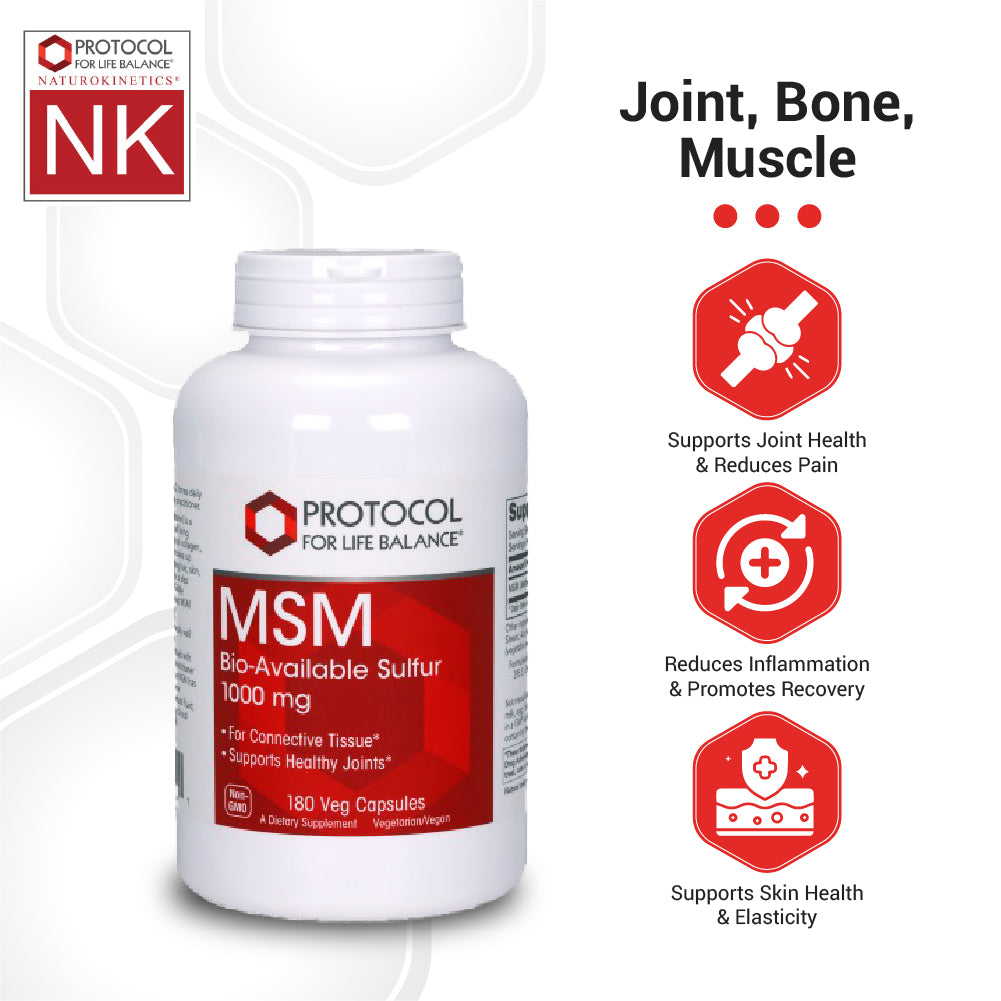 Protocol For Life Balance MSM Bio-Available Sulfur 1,000 mcg 180 Vcaps - P2120