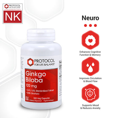 Protocol for Life Balance Ginkgo Biloba 120Mg 100 Vcaps - P4683