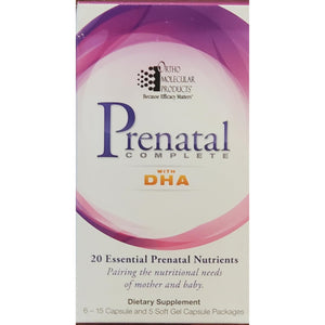 Gray Ortho Molecular - Prenatal Complete with DHA - 30 Day Supply (6 - 15 Capsule and 5 softgel Capsule Packages)