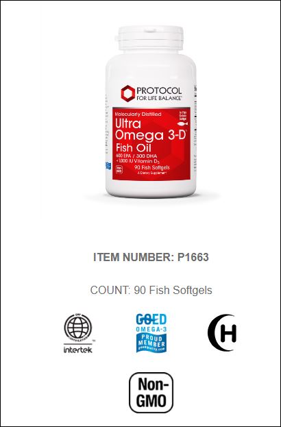 Protocol For Life Balance Molecularly Distilled Ultra Omega 3-D 600 EPA / 300 DHA &amp; 1,000 IU D3 90 Softgels - P1663 -B00AQ5BZLC