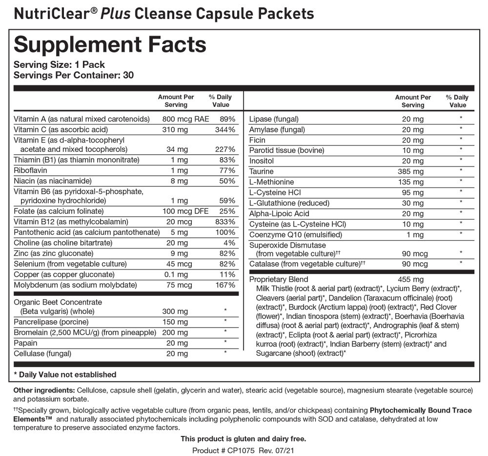 Biotics Research NutriClear Plus NutriClear® Plus - Collagen Protein - Supplement Facts panel
