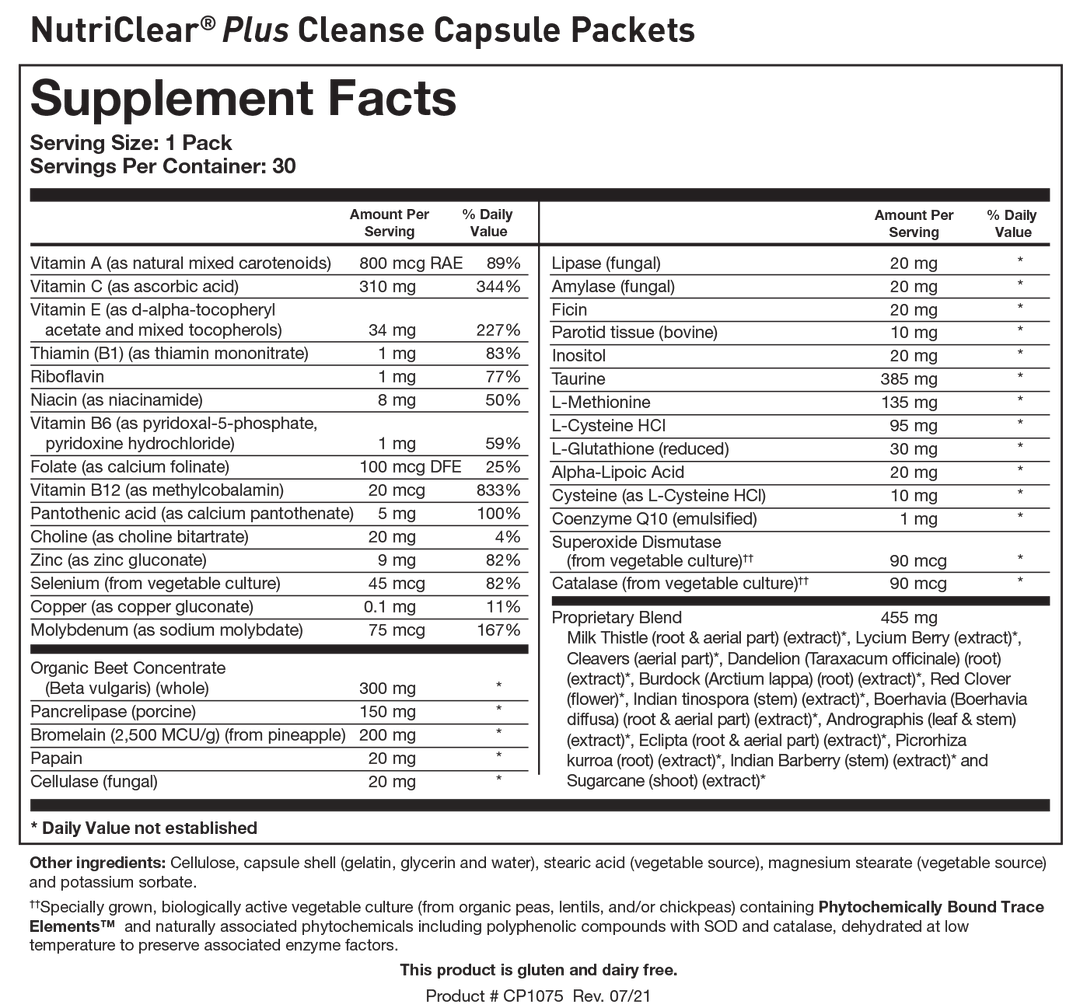 Biotics Research NutriClear Plus NutriClear® Plus - Collagen Protein - Supplement Facts panel