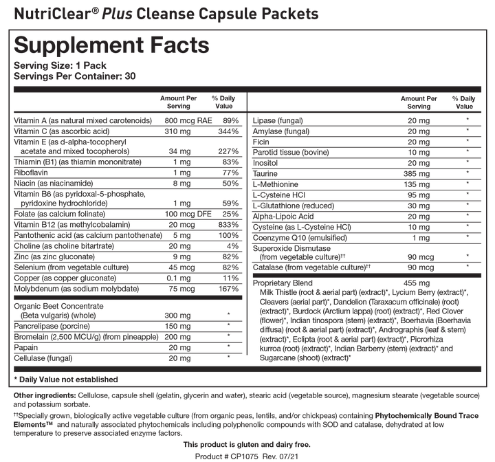 Biotics Research NutriClear Plus NutriClear® Plus - Collagen Protein - Supplement Facts panel