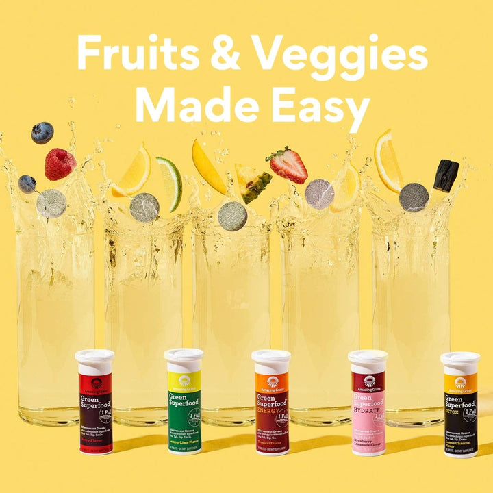 Amazing Grass Effervescent Energy Tropical 10 Servings - 6 Pack - The Oasis of Health