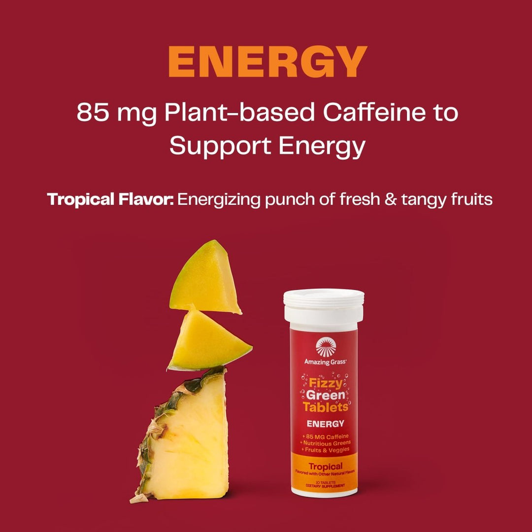 Amazing Grass Effervescent Energy Tropical 10 Servings - 6 Pack - The Oasis of Health