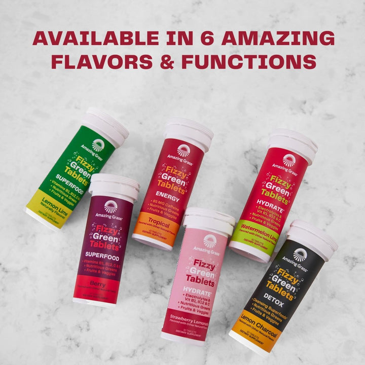 Amazing Grass Effervescent Energy Tropical 10 Servings - 6 Pack - The Oasis of Health