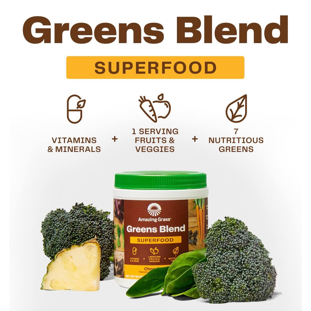 Amazing Grass Green Superfood Chocolate 28 oz 100 Servings - The Oasis of Health