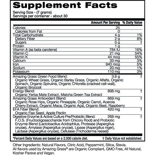 Amazing Grass Green Superfood Energy Lemon Lime 210g 7.4oz 30 Servings - The Oasis of Health